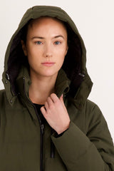 Full-Length Belted Hooded Down Jacket Orolay #color_olive