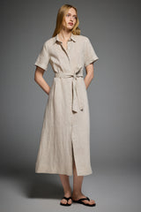 Classic Linen Maxi Dress Orolay #color_Natural Ecru