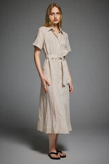 Classic Linen Maxi Dress Orolay #color_Natural Ecru