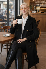 Classic Double-Breasted Lapel Hudson Trench #color_black