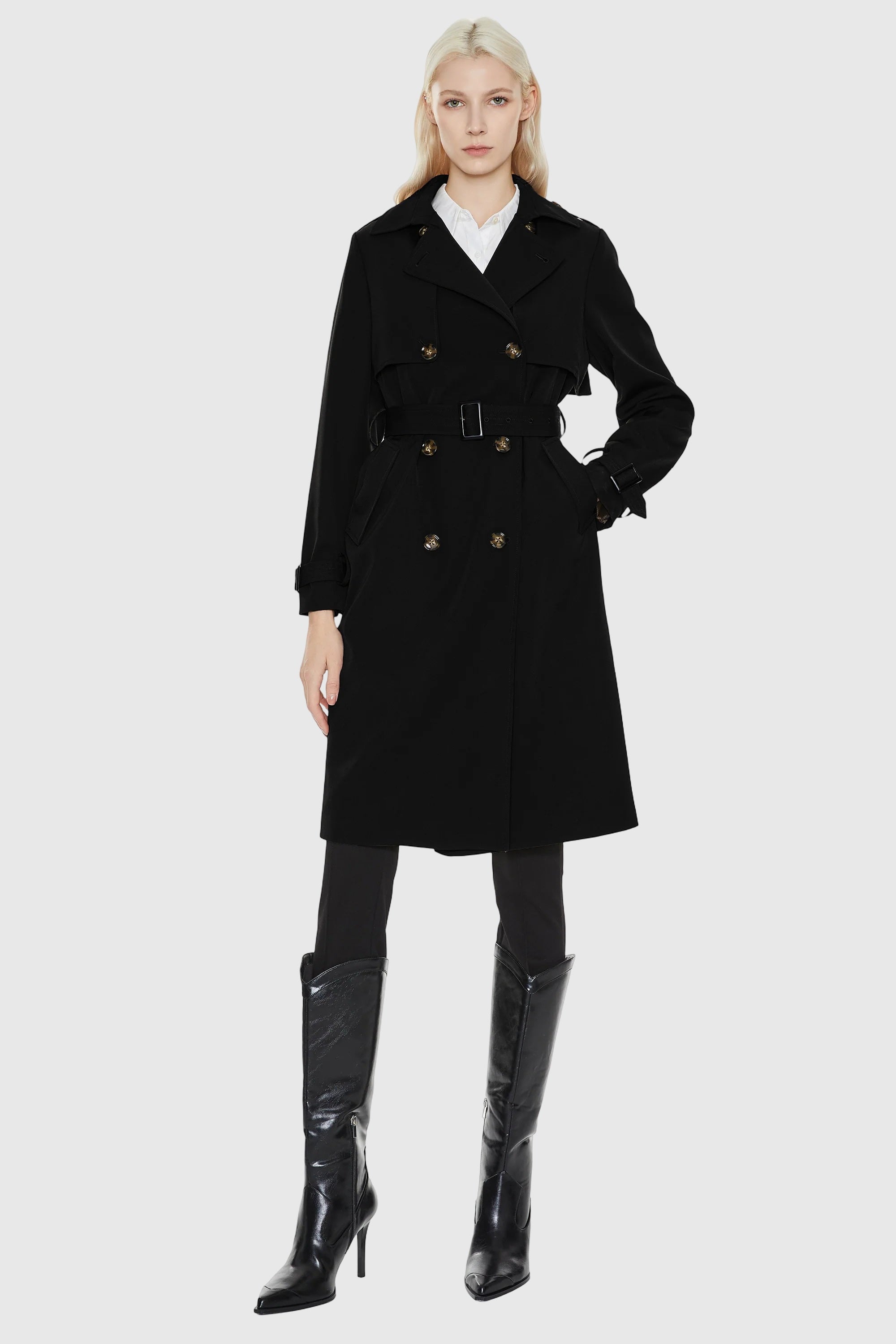 Classic Double-Breasted Lapel Hudson Trench #color_black