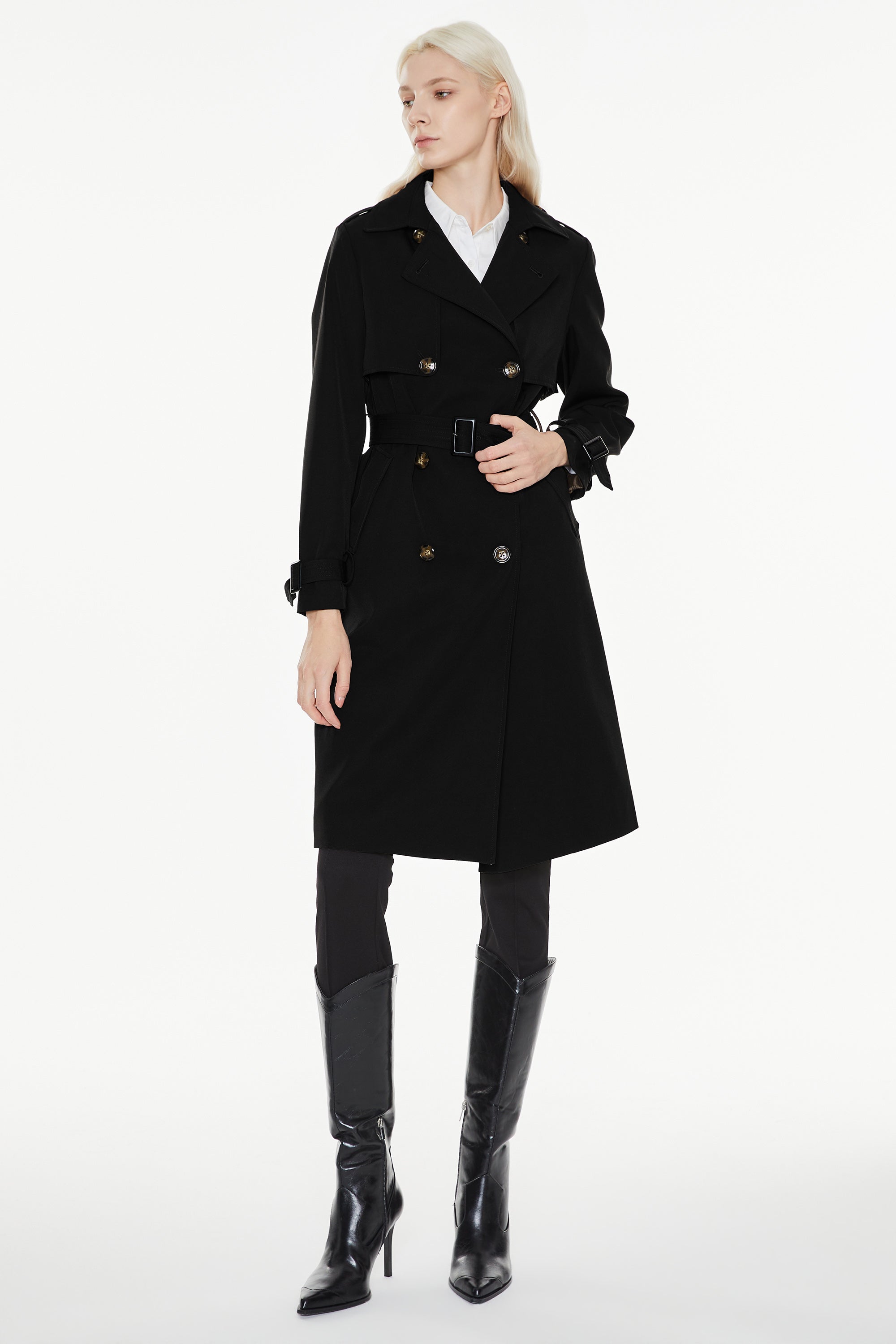 Classic Double-Breasted Lapel Hudson Trench #color_black
