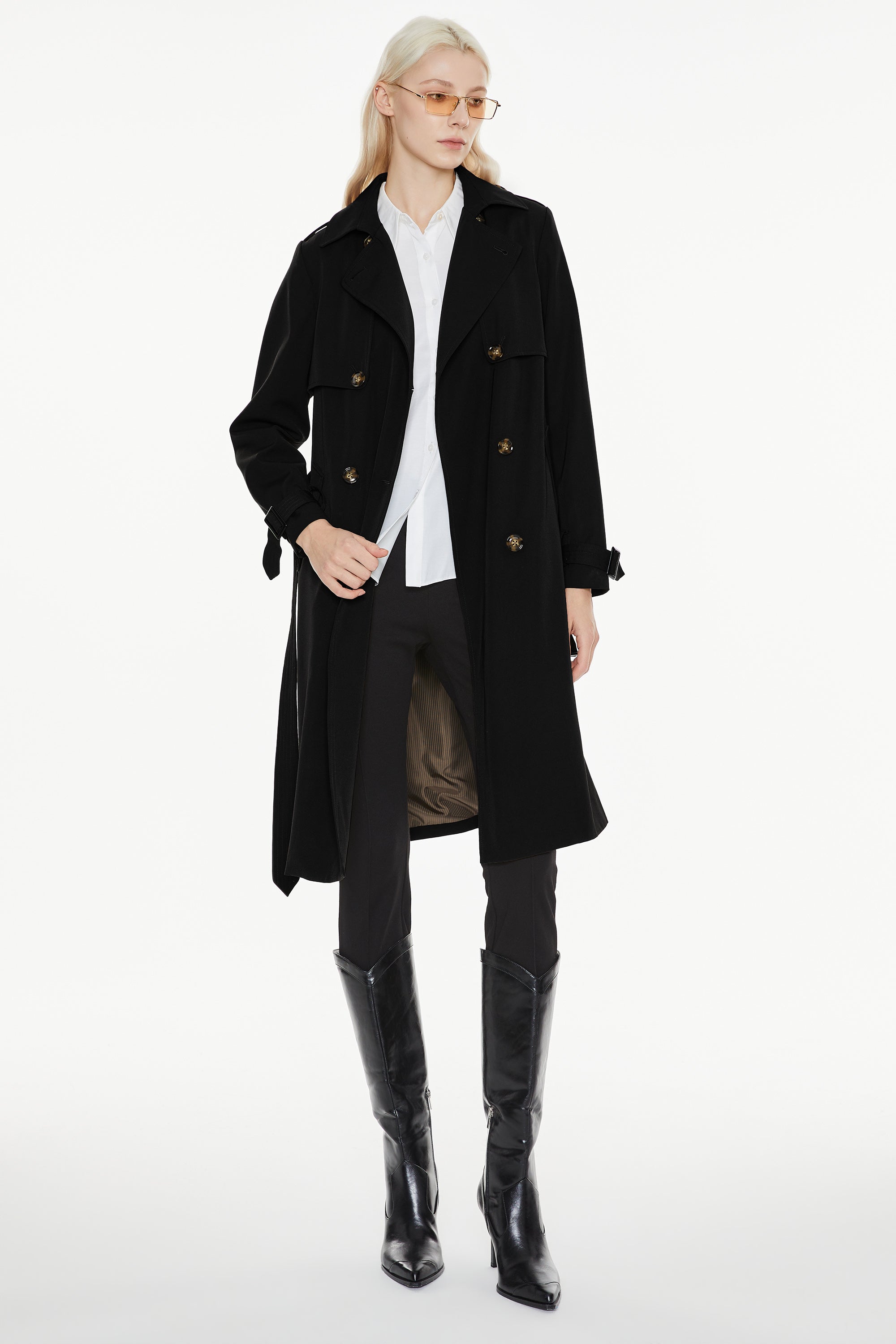 Classic Double-Breasted Lapel Hudson Trench #color_black