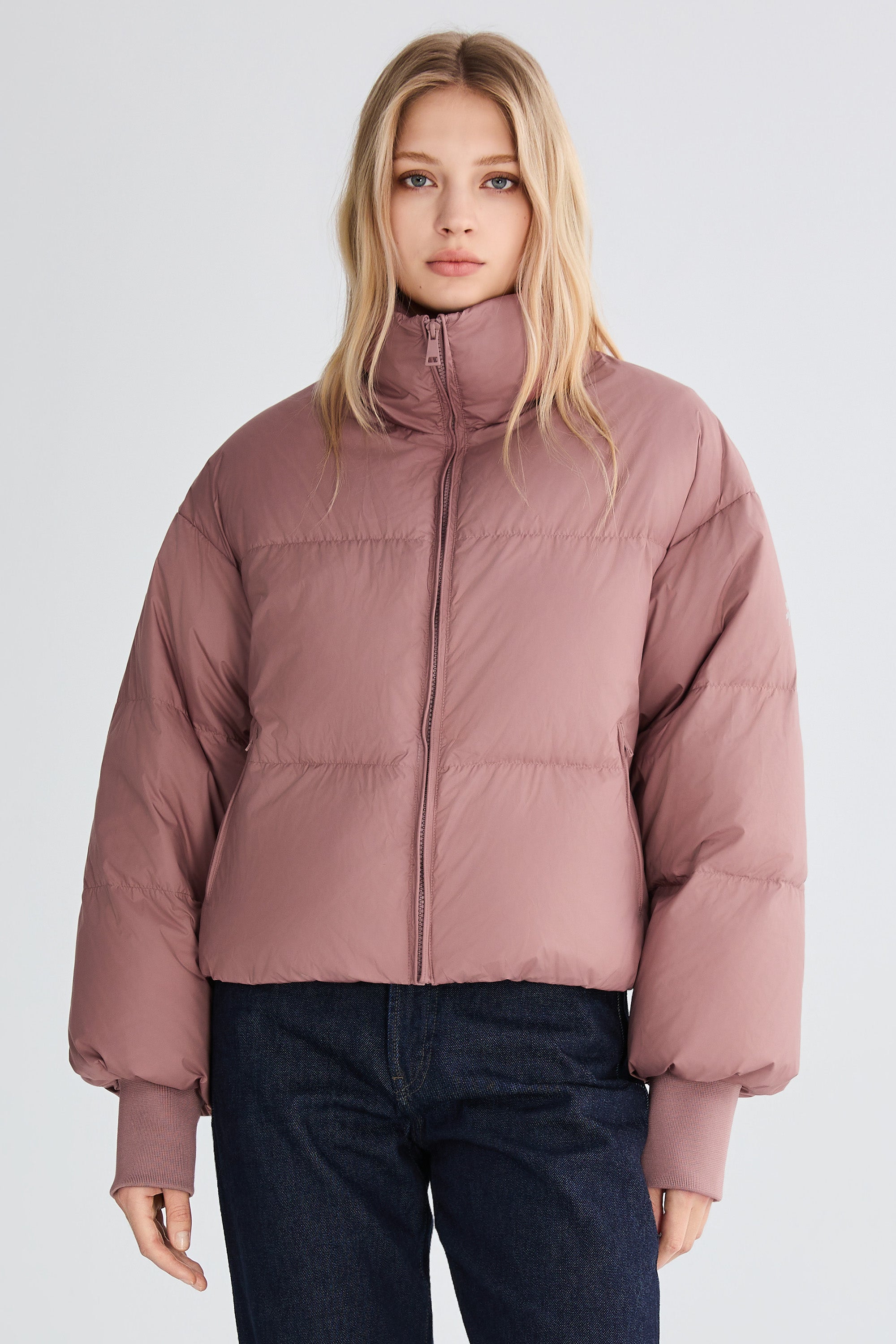 Down Coat-Orolay-Puff-O Classics Short Oversized Down Coat-#color_ Pink