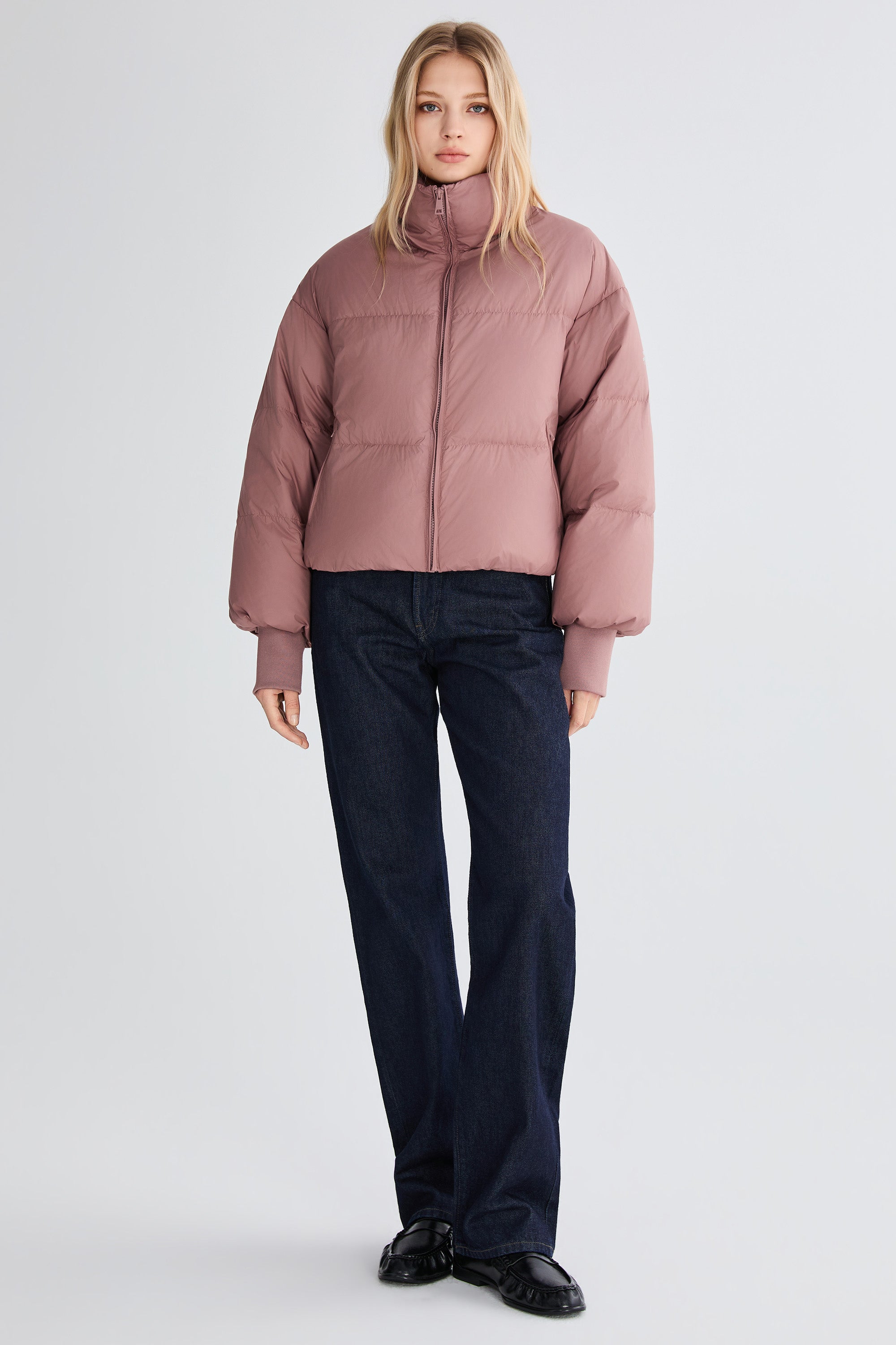 Down Coat-Orolay-Puff-O Classics Short Oversized Down Coat-#color_ Pink