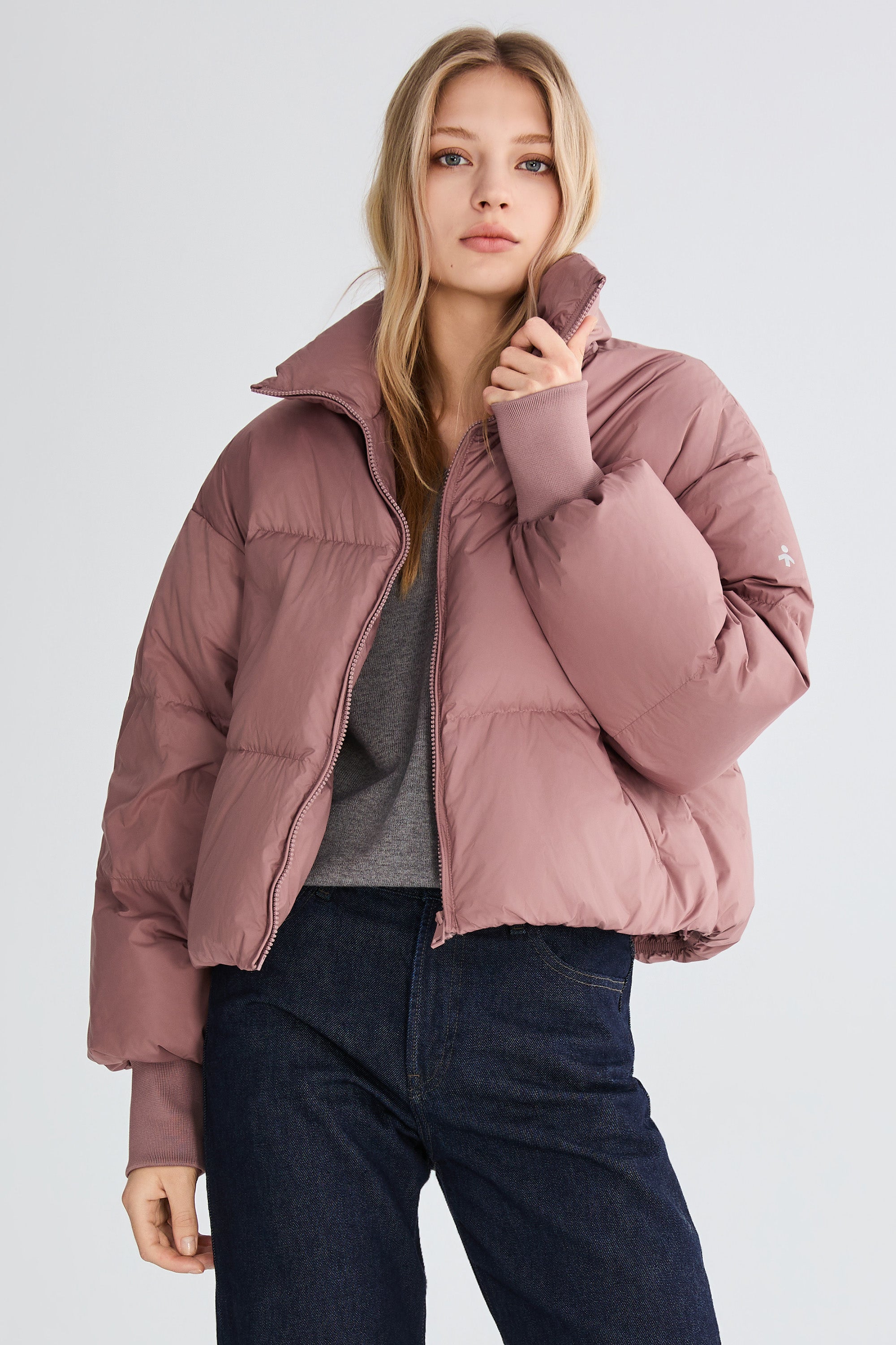Down Coat-Orolay-Puff-O Classics Short Oversized Down Coat-#color_ Pink