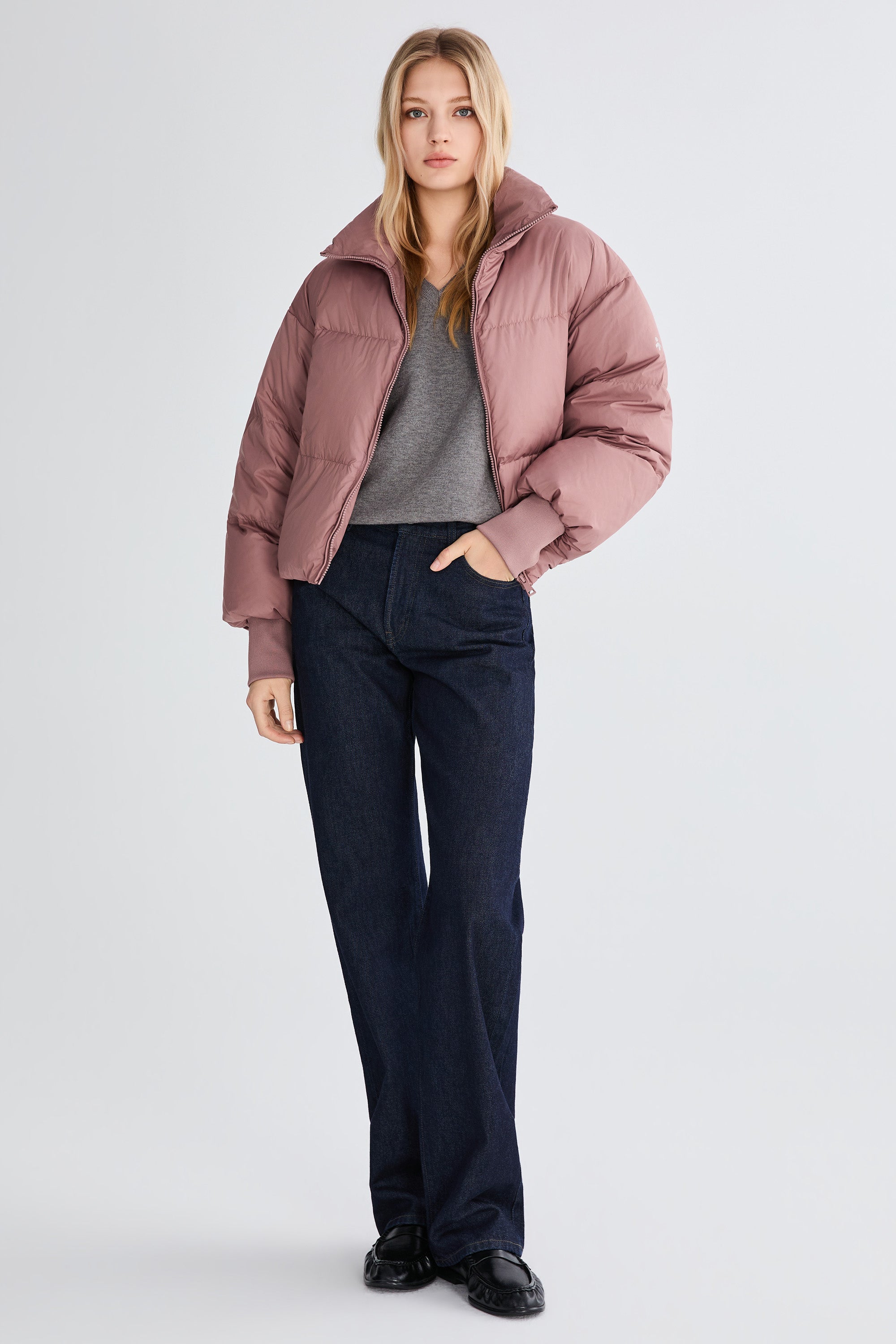 Down Coat-Orolay-Puff-O Classics Short Oversized Down Coat-#color_ Pink