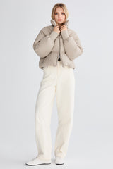 Down Coat-Orolay-Puff-O Classics Short Oversized Down Coat-#color_ Taupe