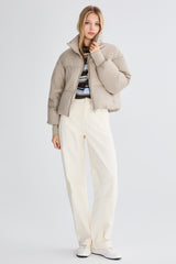 Down Coat-Orolay-Puff-O Classics Short Oversized Down Coat-#color_ Taupe