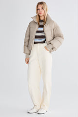 Down Coat-Orolay-Puff-O Classics Short Oversized Down Coat-#color_ Taupe