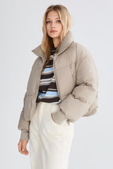 Down Coat-Orolay-Puff-O Classics Short Oversized Down Coat-#color_ Taupe
