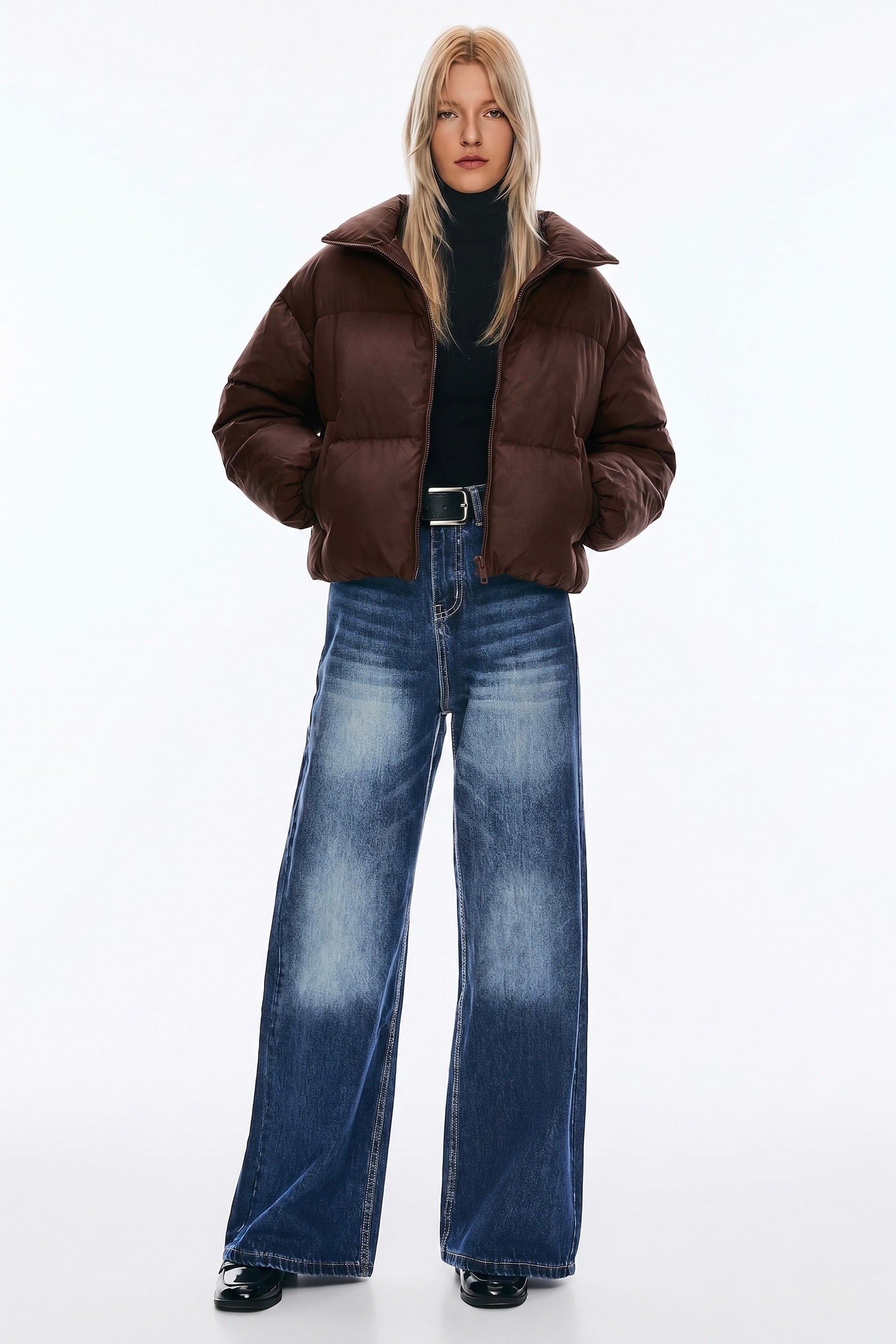 Down Coat-Orolay-Puff-O Classics Short Oversized Down Coat-#color_dark brown