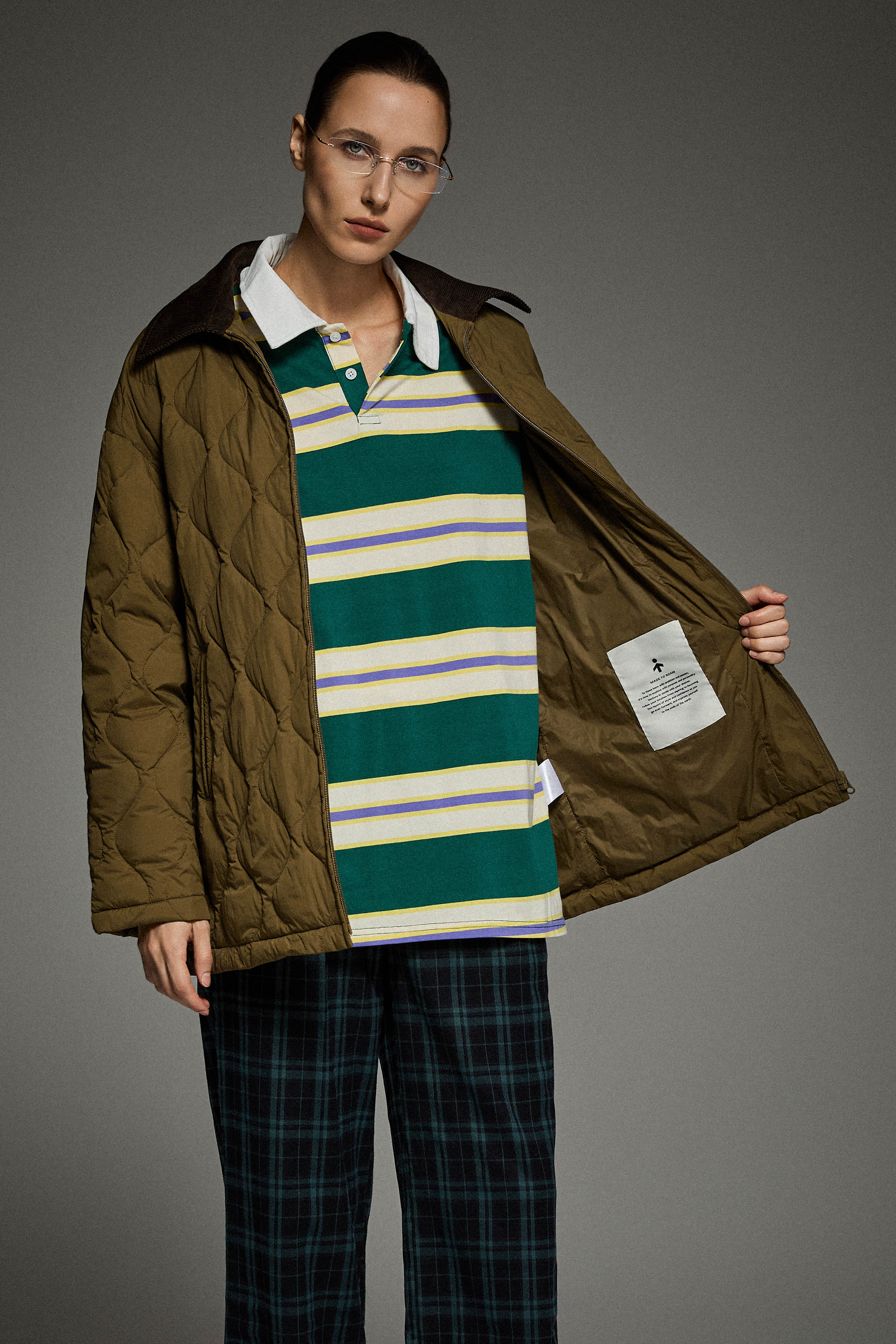 Straight Cut Lightweight Down Jacket orolay #color_coffee