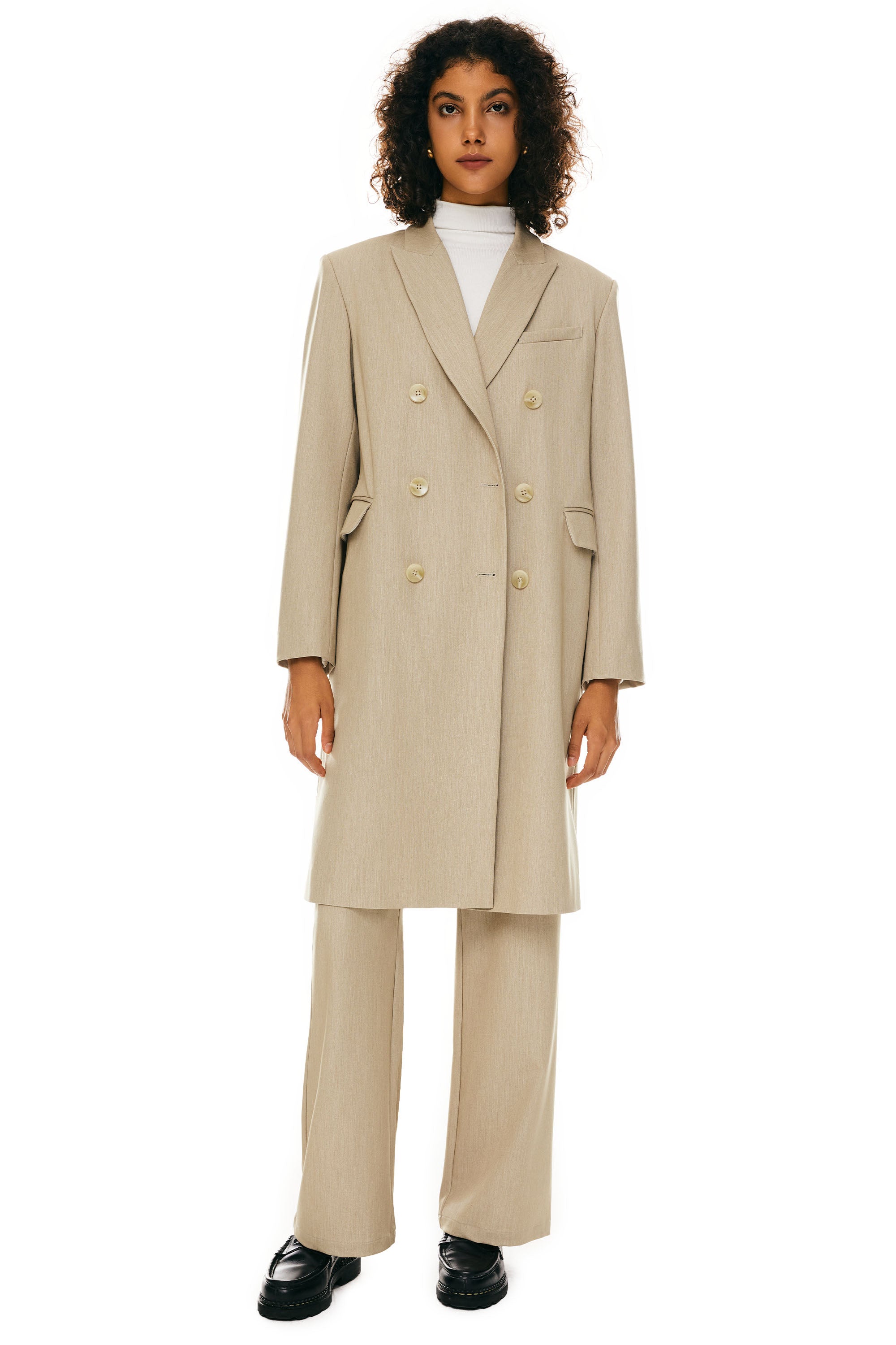 Double-Breasted Suit Blazer - Orolay, #color_Khaki