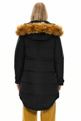 Orolay-Drawstring Hooded Thickened Down Coat-#color_Black