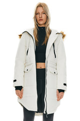 Orolay-Drawstring Hooded Thickened Down Coat-#color_White