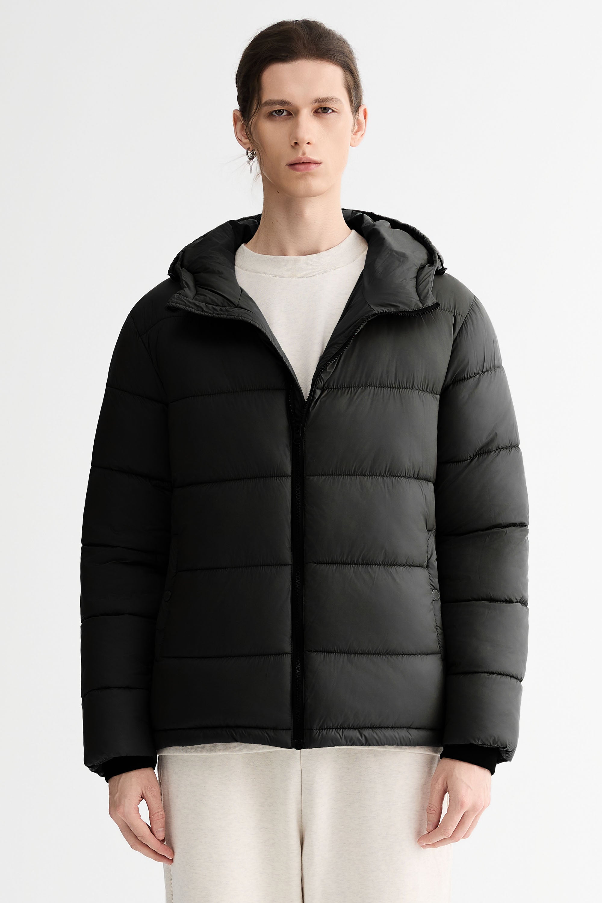 Essential Hooded Puffer Jacket with Quilted Finish OROLAY #color_black