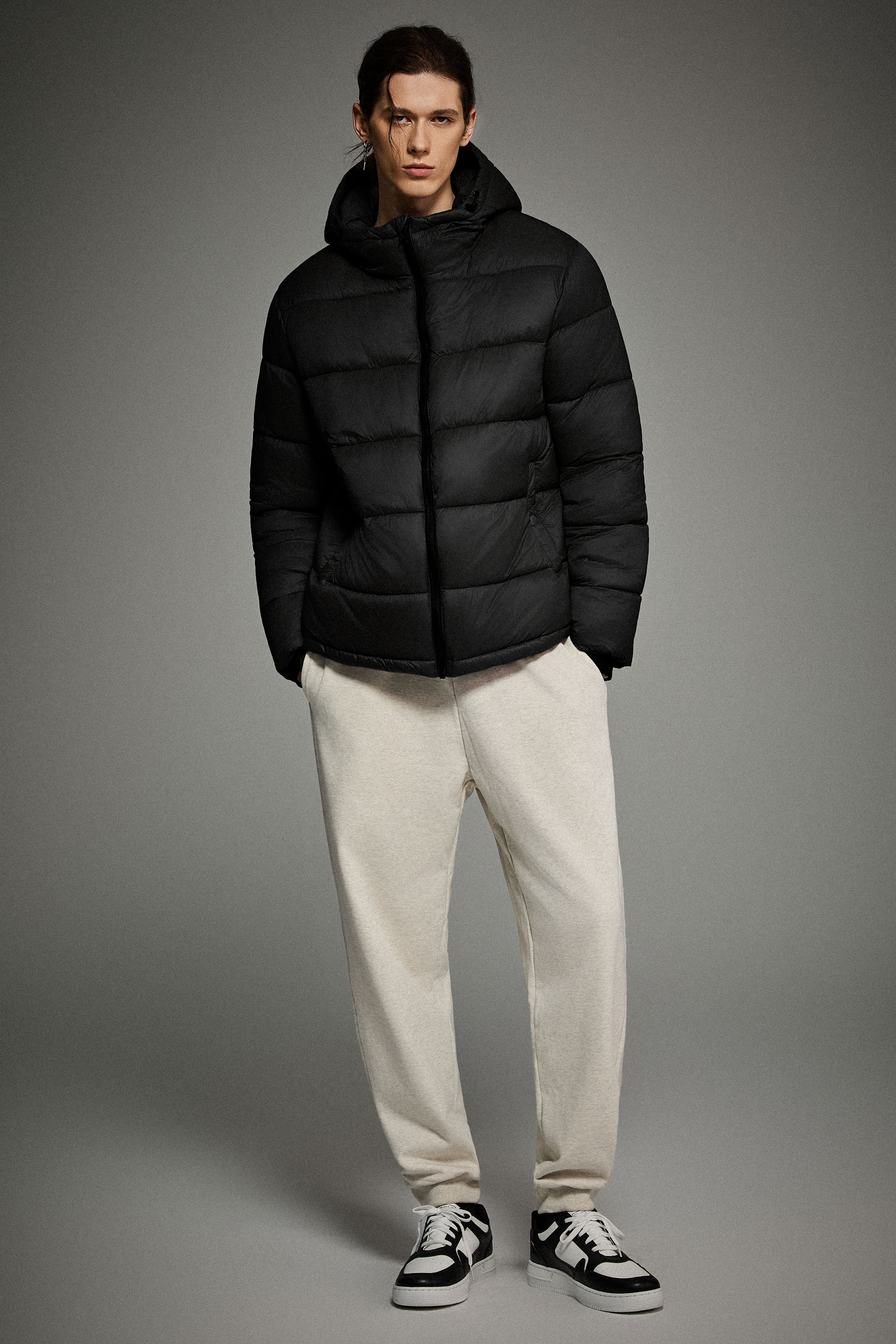 Essential Hooded Puffer Jacket with Quilted Finish OROLAY #color_black