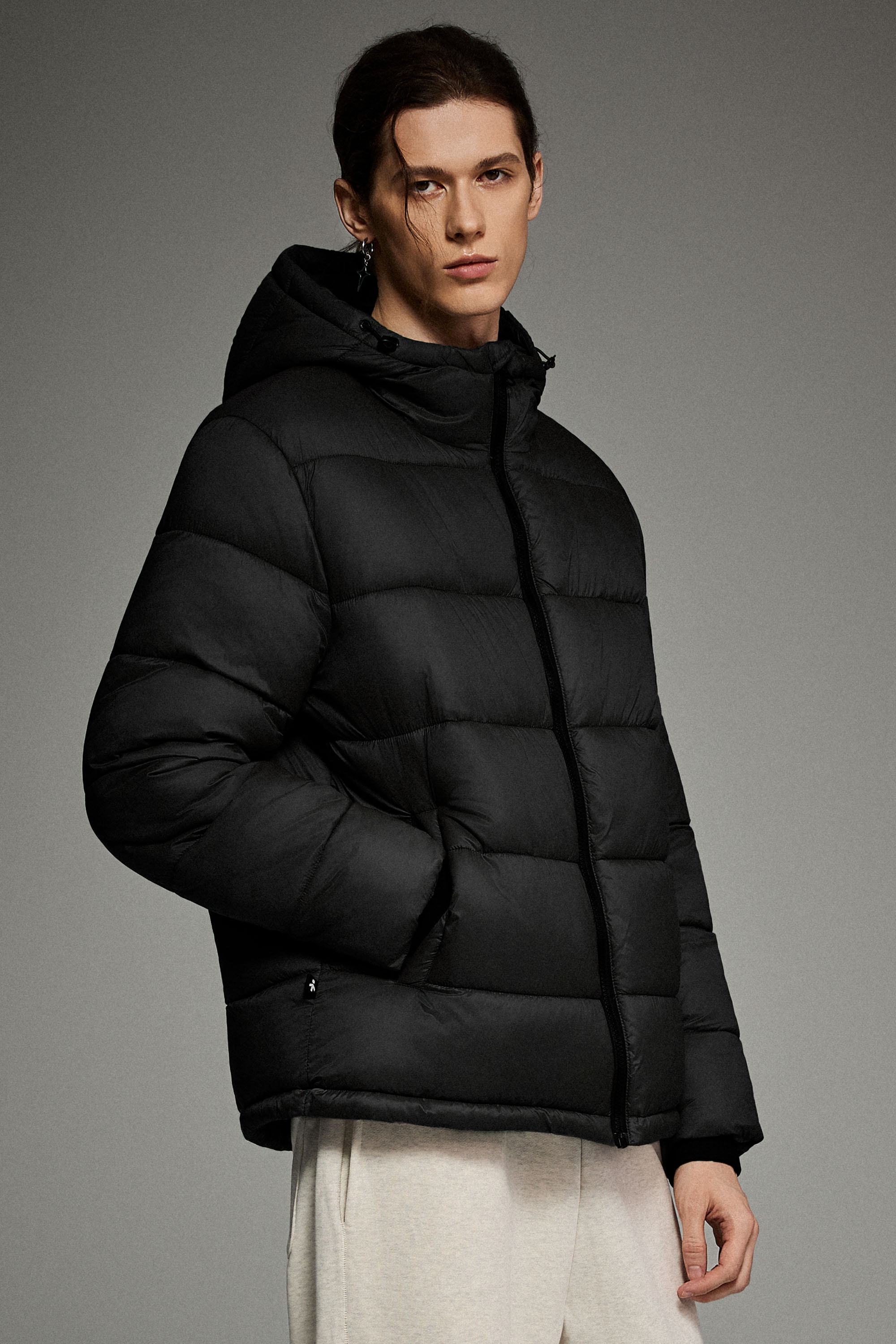 Essential Hooded Puffer Jacket with Quilted Finish OROLAY #color_black