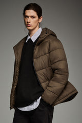 Essential Hooded Puffer Jacket with Quilted Finish OROLAY #color_coffee