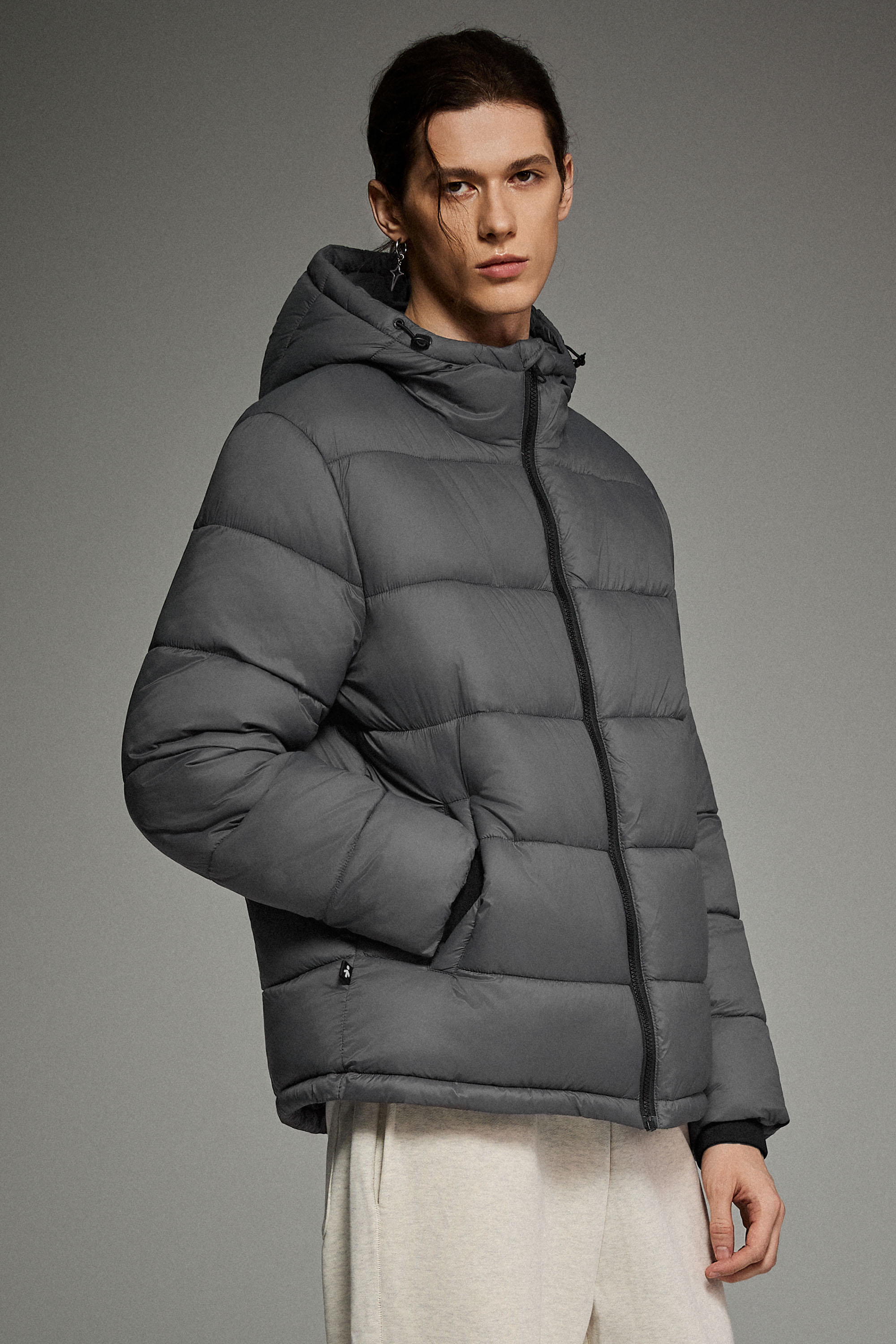Essential Hooded Puffer Jacket with Quilted Finish OROLAY #color_gray