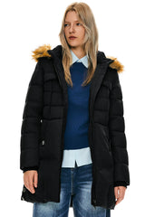 Orolay-Faux Fur Qulited Puffer Down Jacket-#color_Black