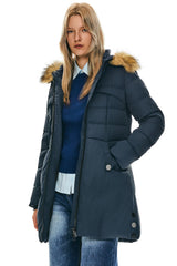 Orolay-Faux Fur Qulited Puffer Down Jacket-#color_Majolica Blue