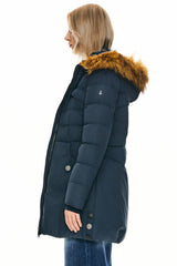 Orolay-Faux Fur Qulited Puffer Down Jacket-#color_Majolica Blue