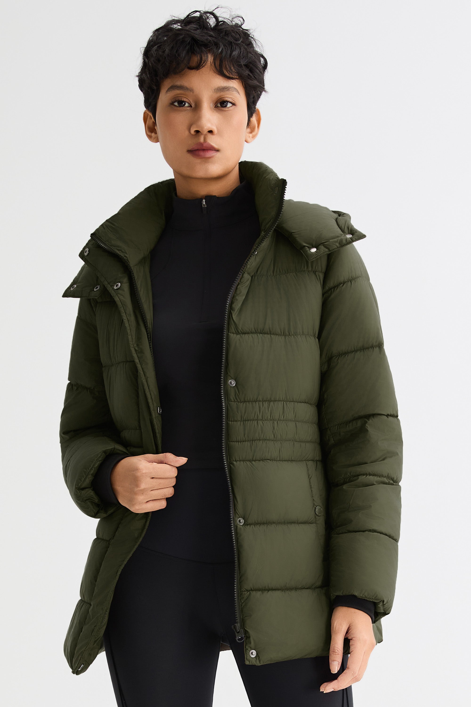 Orolay Hooded Quilted Everyday Puffer Jacket #color_olive
