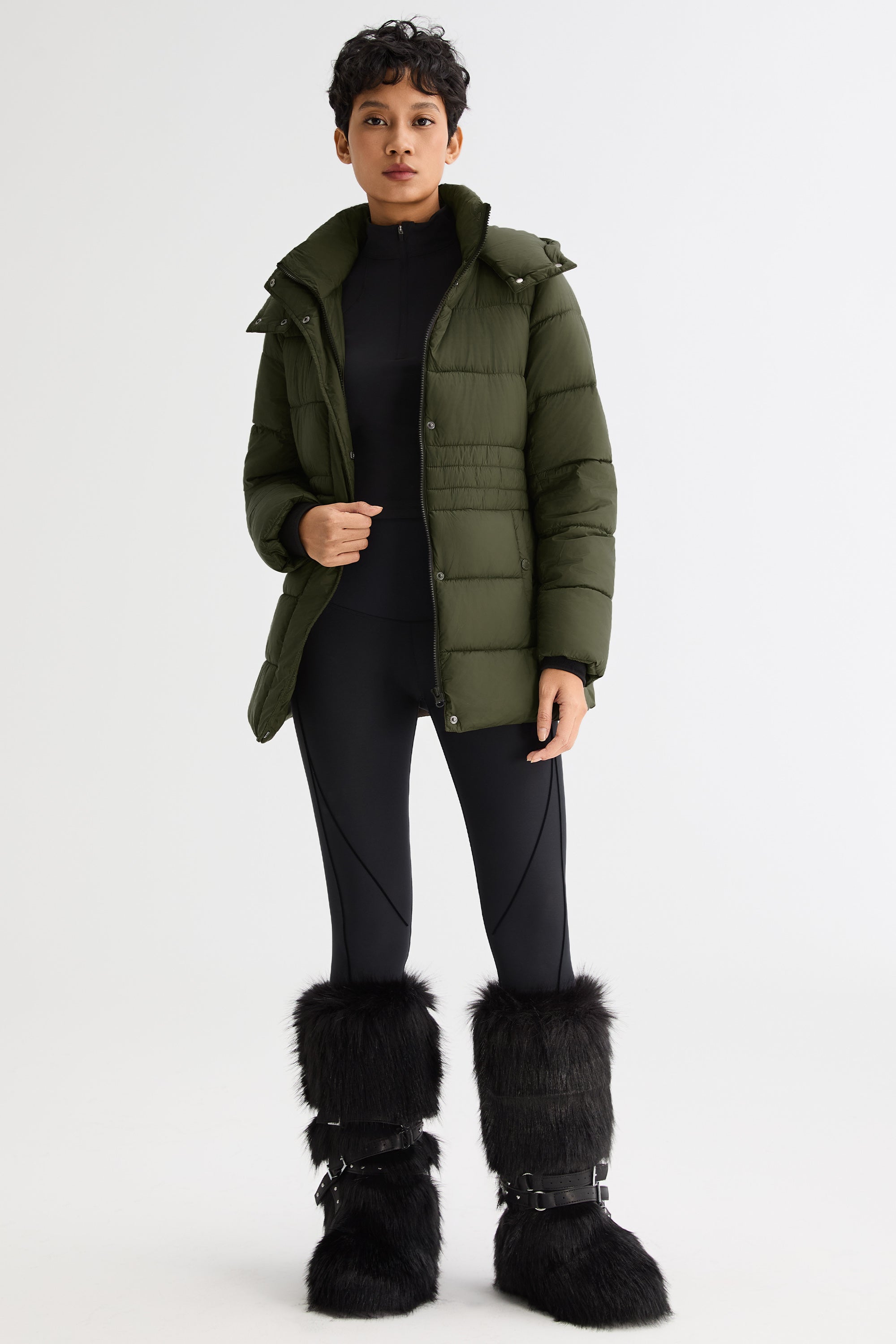 Orolay Hooded Quilted Everyday Puffer Jacket #color_olive