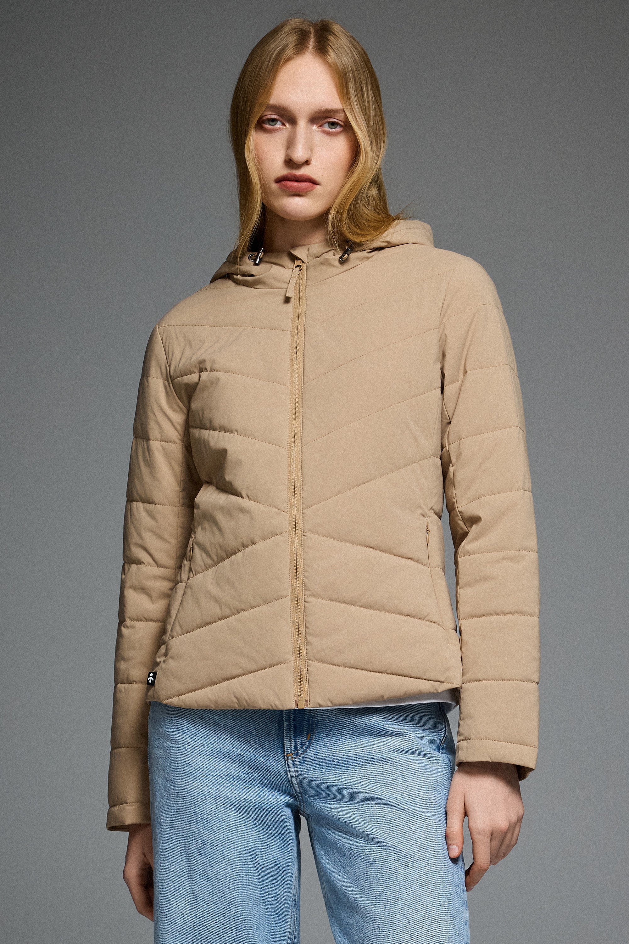 Flattering Quilted Puffer Lightweight Jacket with Hood #color_khaki