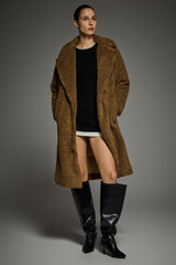 Orolay-Knee-Length Fleece Lapel Down Coat-#color_Nuthatch