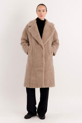 Orolay-Knee-Length Fleece Lapel Down Coat-#color_Tan