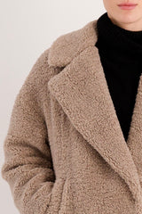 Orolay-Knee-Length Fleece Lapel Down Coat-#color_Tan