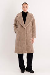 Orolay-Knee-Length Fleece Lapel Down Coat-#color_Tan