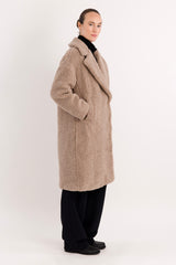 Orolay-Knee-Length Fleece Lapel Down Coat-#color_Tan