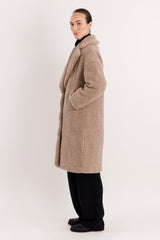 Orolay-Knee-Length Fleece Lapel Down Coat-#color_Tan