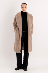 Orolay-Knee-Length Fleece Lapel Down Coat-#color_Tan