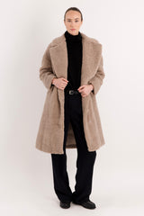 Orolay-Knee-Length Fleece Lapel Down Coat-#color_Tan