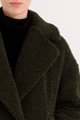 Orolay-Knee-Length Fleece Lapel Down Coat-#color_Army Green