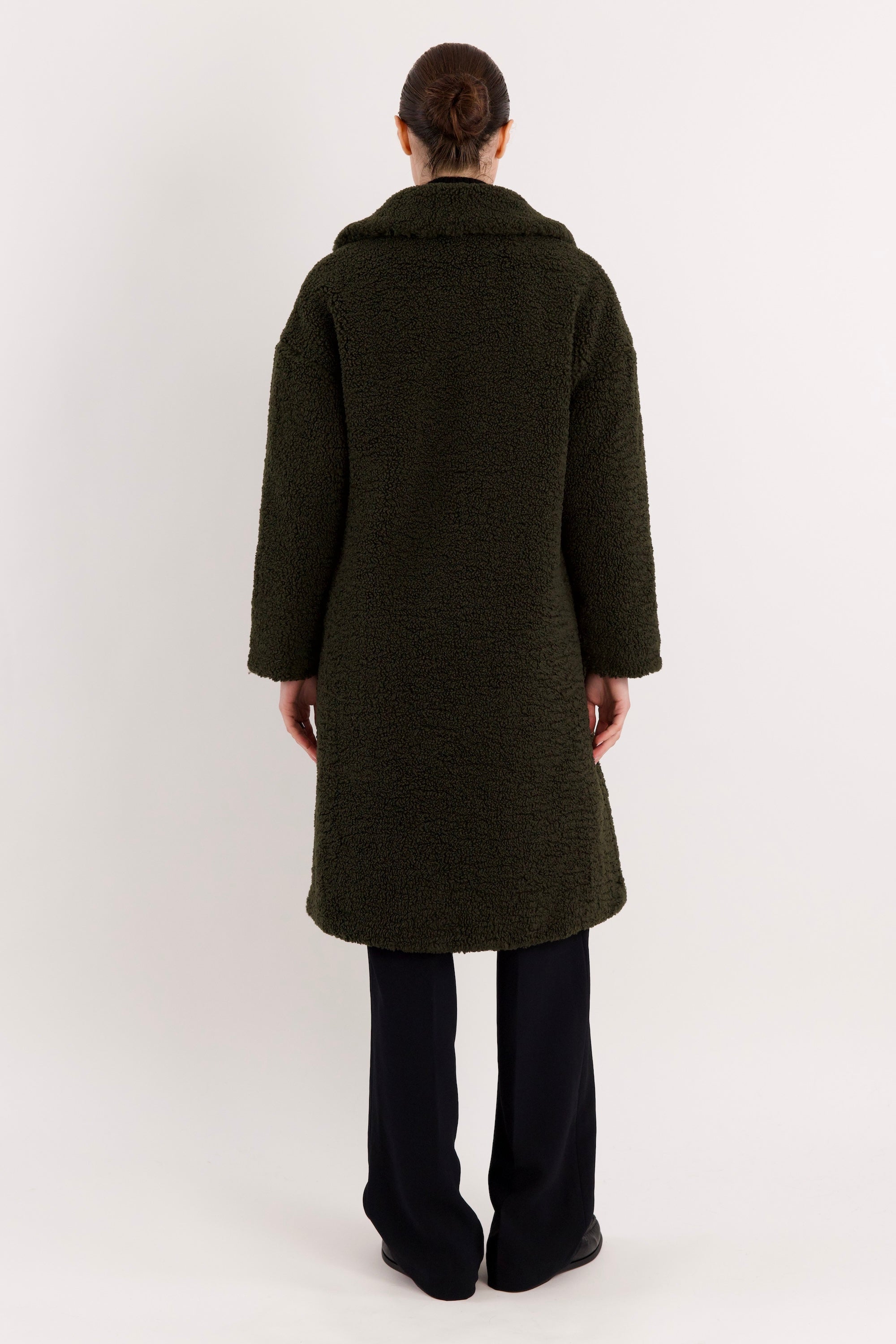 Orolay-Knee-Length Fleece Lapel Down Coat-#color_Army Green