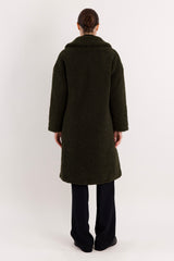 Orolay-Knee-Length Fleece Lapel Down Coat-#color_Army Green