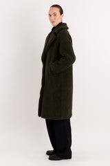 Orolay-Knee-Length Fleece Lapel Down Coat-#color_Army Green