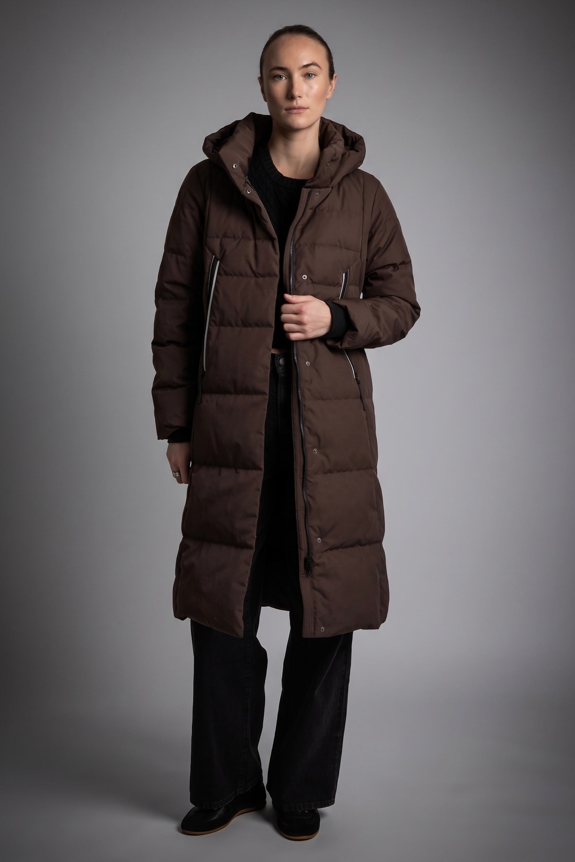 Knee Length Thickened Down Jacket - Orolay, #color_COFFEE