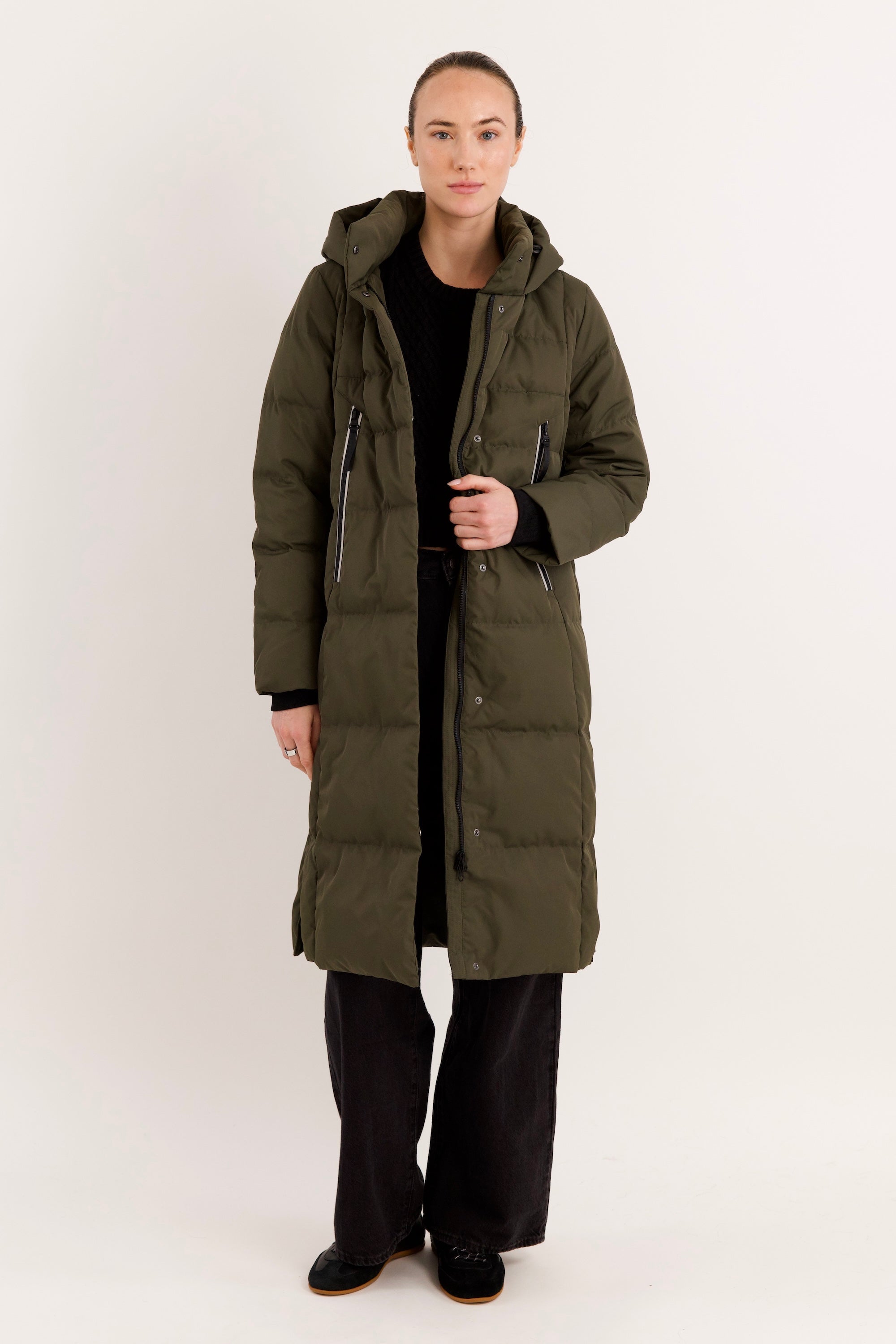 Jacket-Knee Length Thickened Down Jacket - Orolay, #color_army green