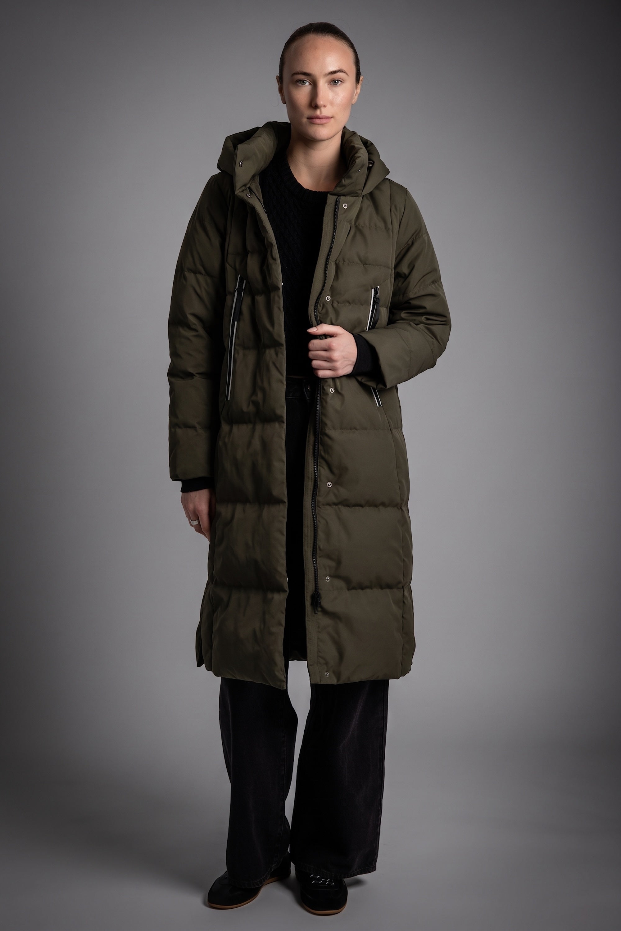 Jacket-Knee Length Thickened Down Jacket - Orolay, #color_army green