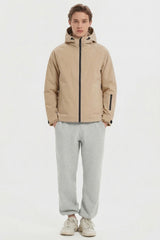 Zip Up Men Rain Jacket Lightweight Hooded Windbreaker orolay #color_khaki