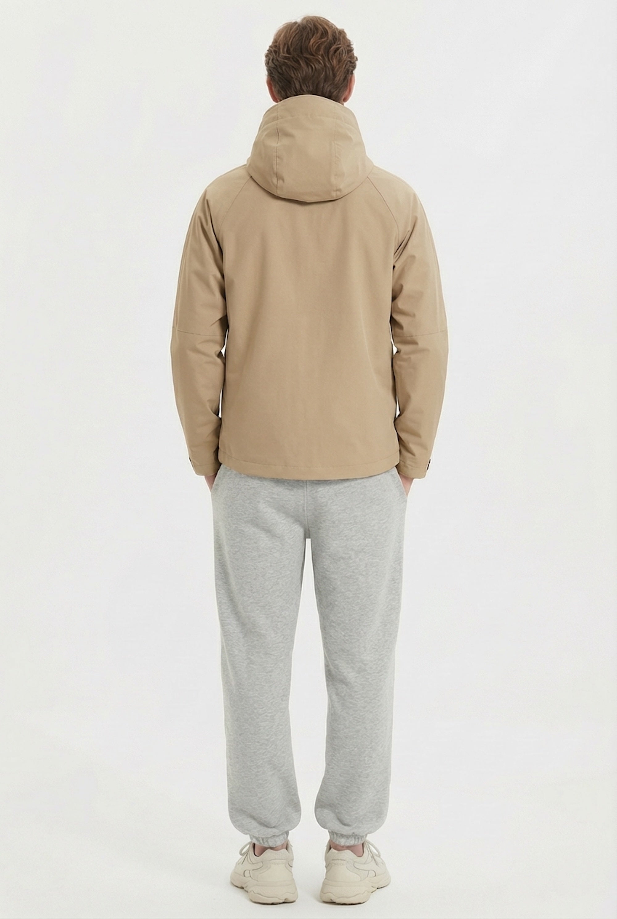 Zip Up Men Rain Jacket Lightweight Hooded Windbreaker orolay #color_khaki