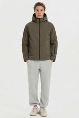 Zip Up Men Rain Jacket Lightweight Hooded Windbreaker orolay #color_olive