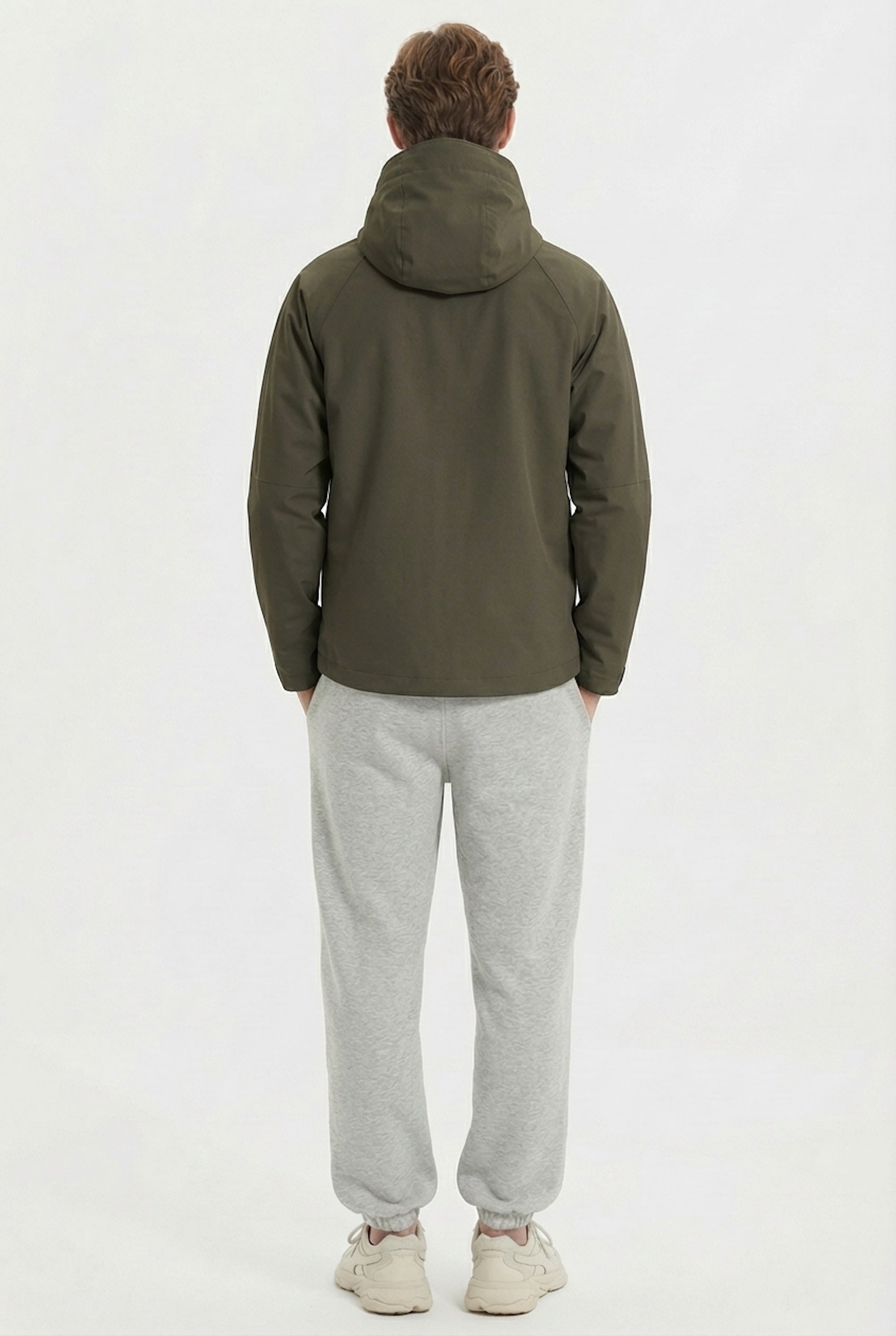 Zip Up Men Rain Jacket Lightweight Hooded Windbreaker orolay #color_olive
